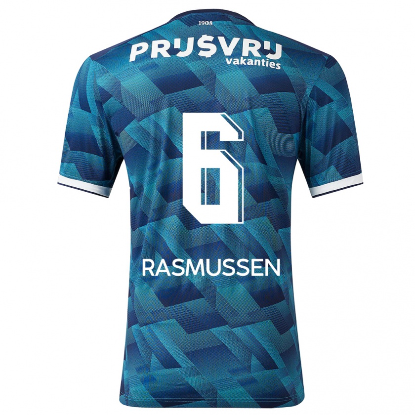 Kandiny Uomo Maglia Jacob Rasmussen #6 Blu Kit Gara Away 2023/24 Maglietta