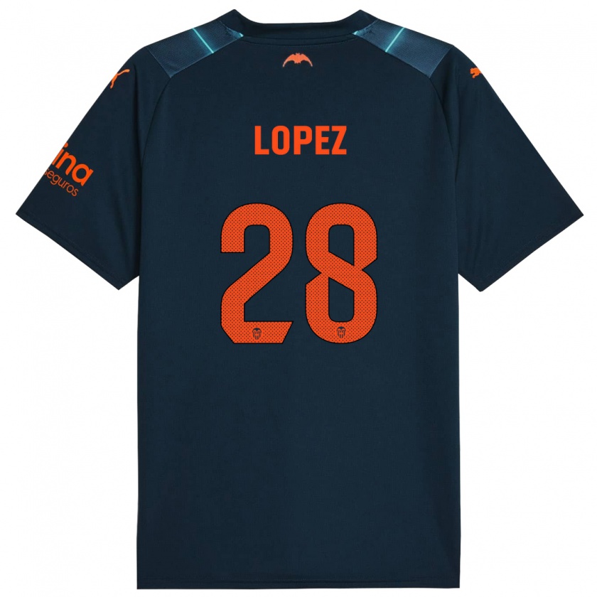 Kandiny Uomo Maglia Saray Lopez #28 Blu Marino Kit Gara Away 2023/24 Maglietta