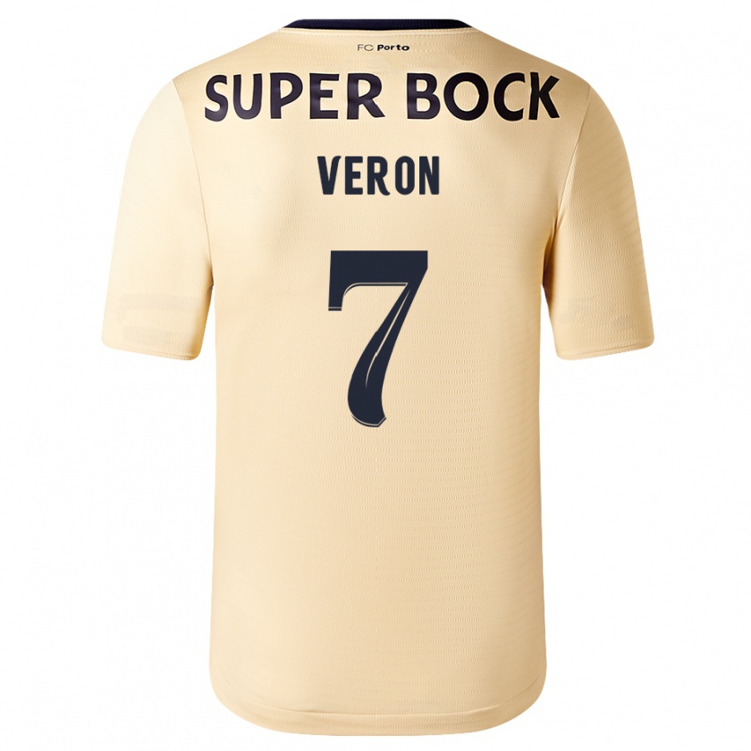 Kandiny Uomo Maglia Gabriel Veron #7 Beige-Dorato Kit Gara Away 2023/24 Maglietta