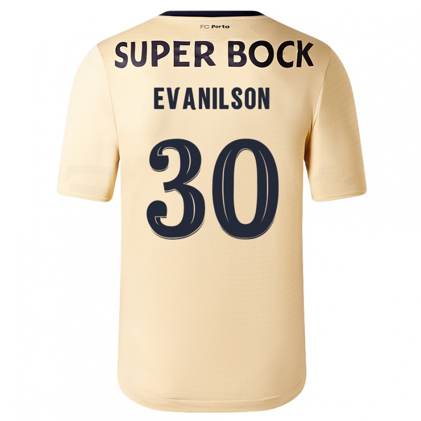 Kandiny Heren Evanilson #30 Beige-Gouden Uitshirt Uittenue 2023/24 T-Shirt België