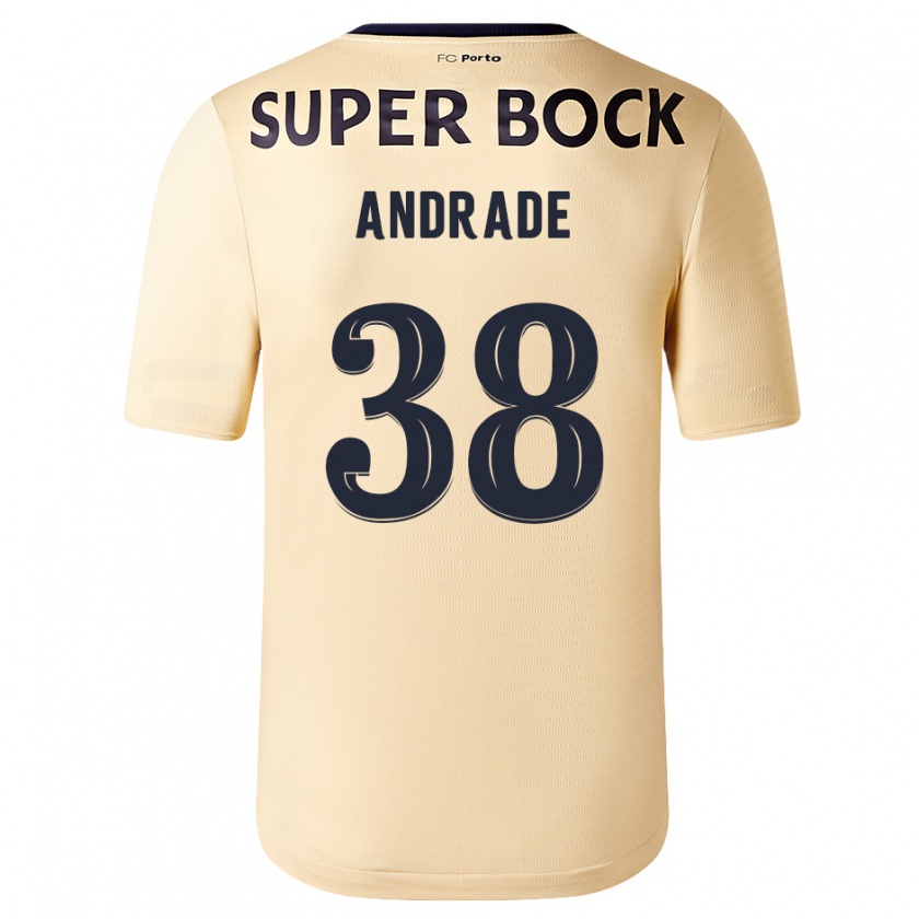 Kandiny Uomo Maglia Fernando Andrade #38 Beige-Dorato Kit Gara Away 2023/24 Maglietta