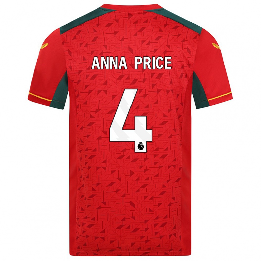 Kandiny Donna Maglia Anna Price #4 Rosso Kit Gara Away 2023/24 Maglietta