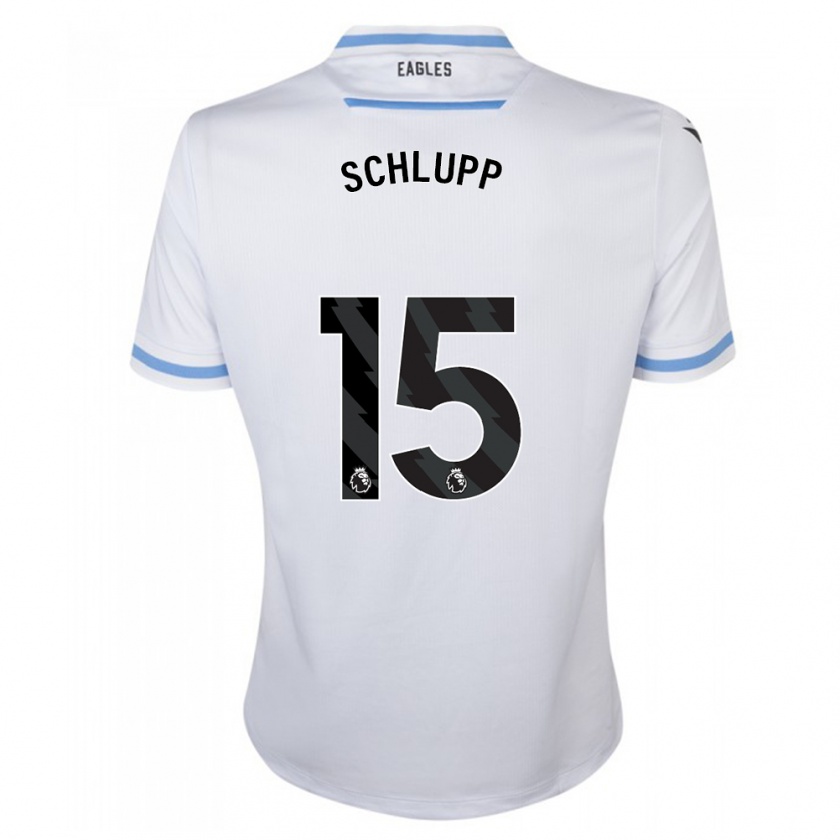 Kandiny Mujer Camiseta Jeffrey Schlupp #15 Blanco 2ª Equipación 2023/24 La Camisa