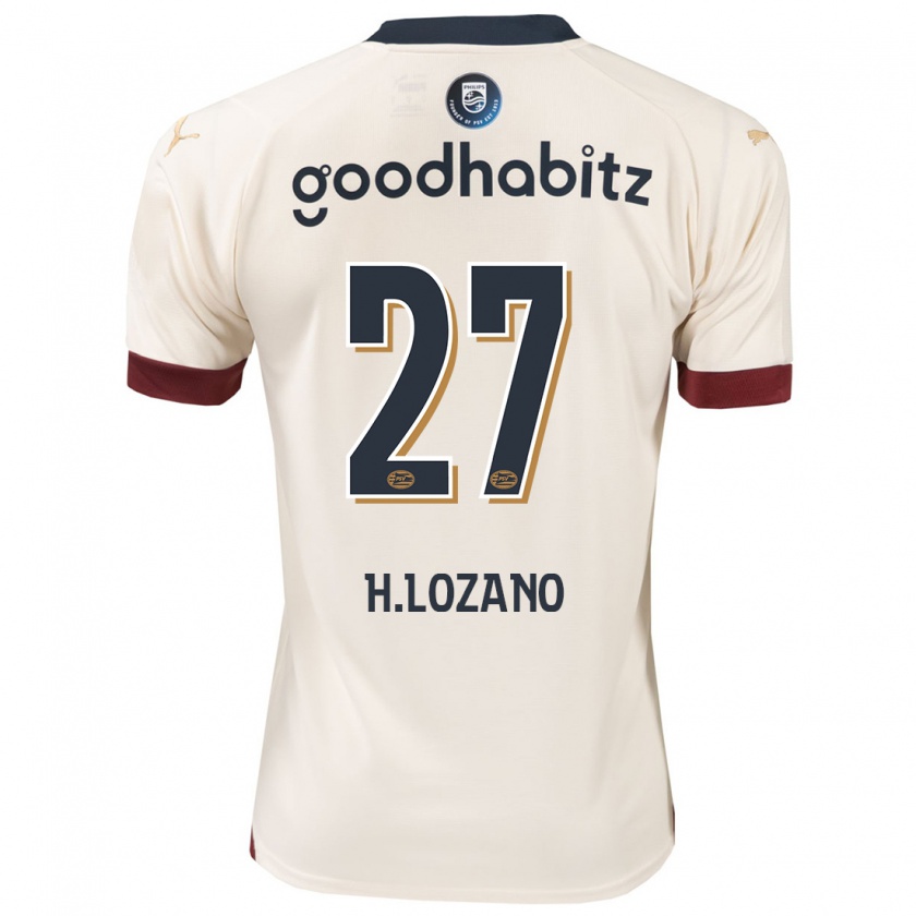 Kandiny Donna Maglia Hirving Lozano #27 Bianco Blu Kit Gara Away 2023/24 Maglietta