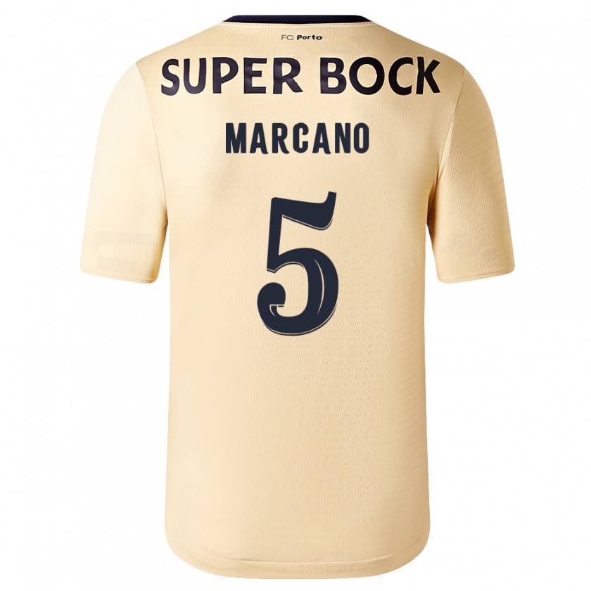 Kandiny Donna Maglia Iván Marcano #5 Beige-Dorato Kit Gara Away 2023/24 Maglietta