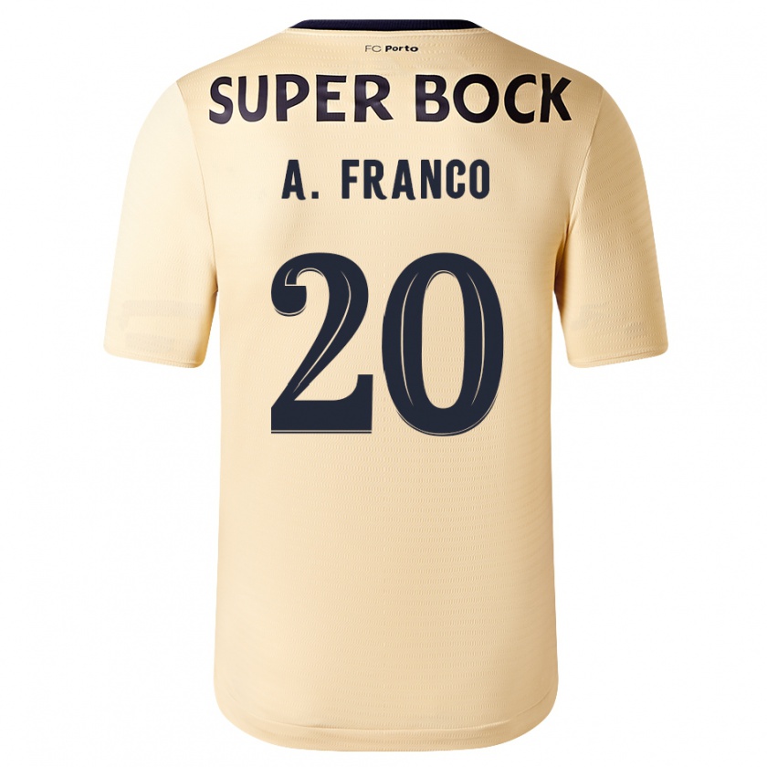 Kandiny Donna Maglia André Franco #20 Beige-Dorato Kit Gara Away 2023/24 Maglietta