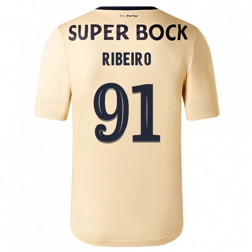 Kandiny Donna Maglia Gonçalo Ribeiro #91 Beige-Dorato Kit Gara Away 2023/24 Maglietta