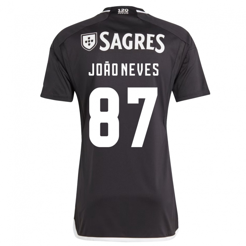 Kandiny Donna Maglia João Neves #87 Nero Kit Gara Away 2023/24 Maglietta