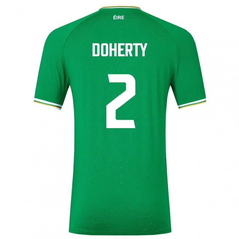 Kandiny Bambino Maglia Irlanda Matt Doherty #2 Verde Kit Gara Home 24-26 Maglietta