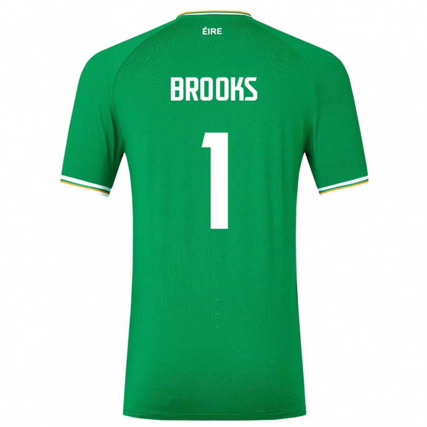 Kandiny Bambino Maglia Irlanda Tiernan Brooks #1 Verde Kit Gara Home 24-26 Maglietta