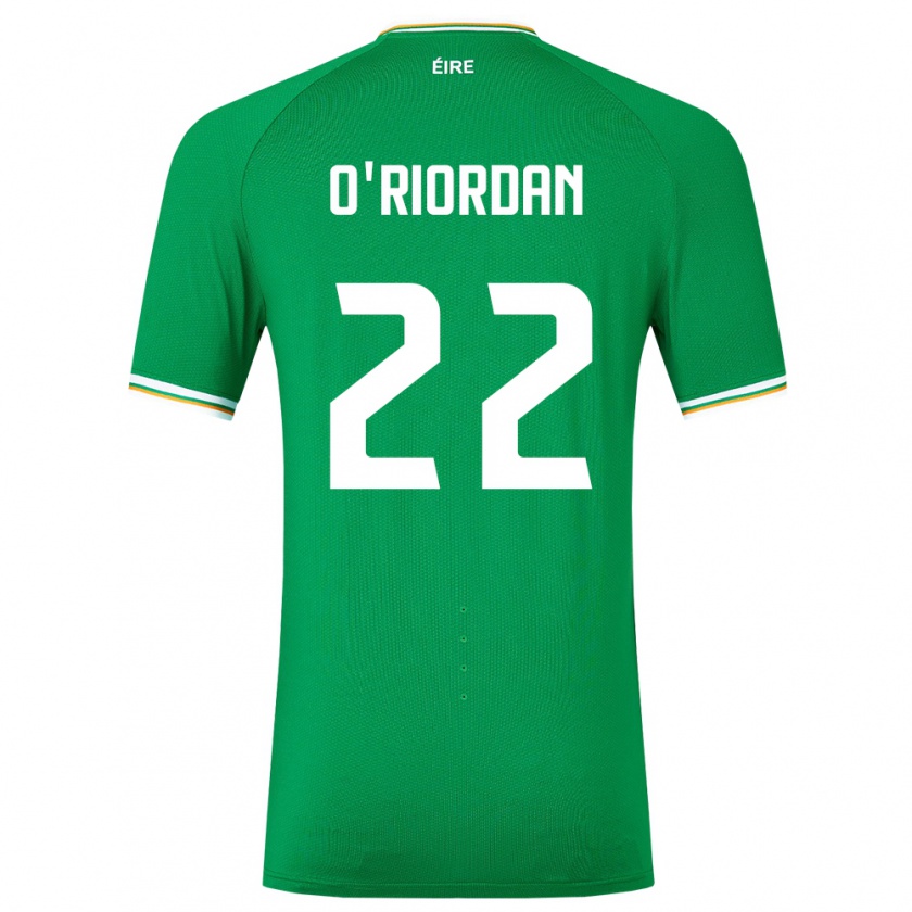 Kandiny Bambino Maglia Irlanda Connor O'riordan #22 Verde Kit Gara Home 24-26 Maglietta