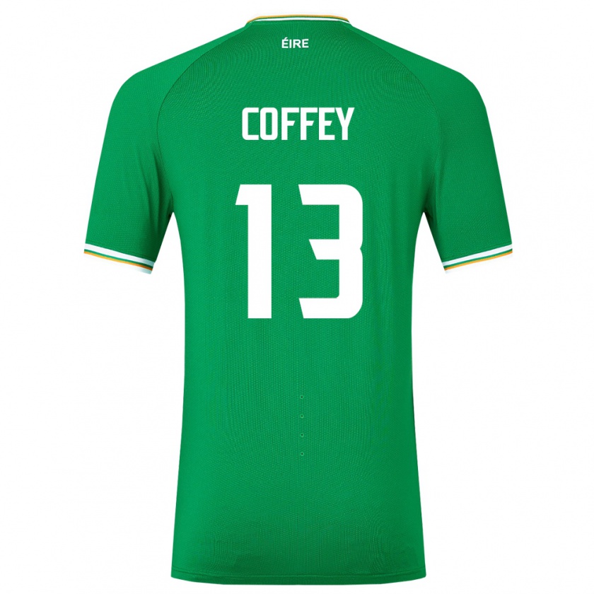 Kandinyキッズアイルランド島Fiachra Coffey#13緑ホームシャツ24-26ジャージーユニフォーム