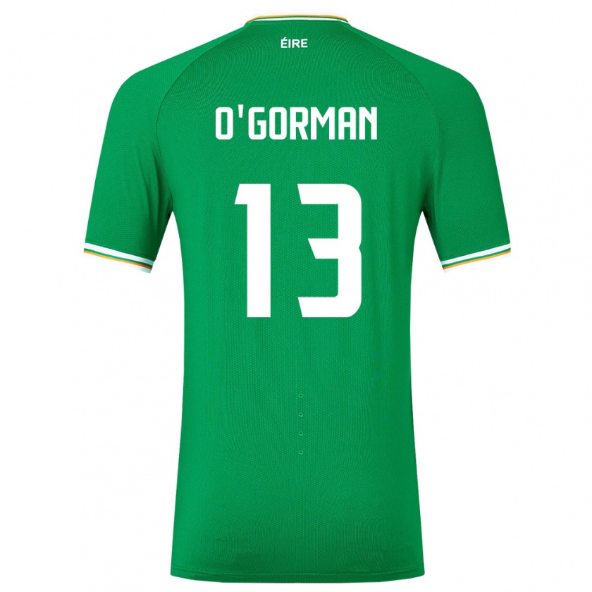 Kandiny Bambino Maglia Irlanda Áine O'gorman #13 Verde Kit Gara Home 24-26 Maglietta