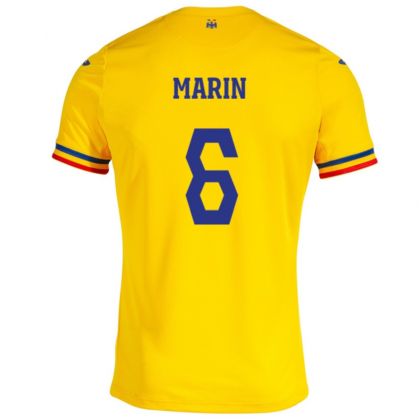 Kandiny Kinder Rumänische Marius Marin #6 Gelb Heimtrikot Trikot 24-26 T-Shirt Österreich