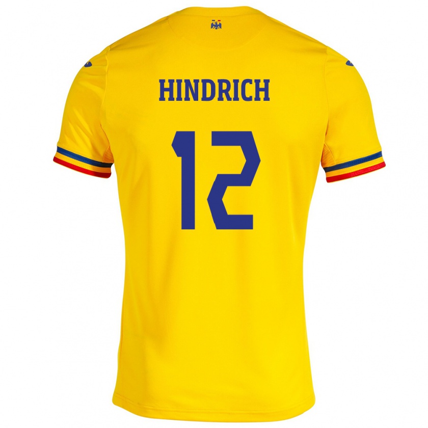 Kandiny Niño Camiseta Rumania Otto Hindrich #12 Amarillo 1ª Equipación 24-26 La Camisa México