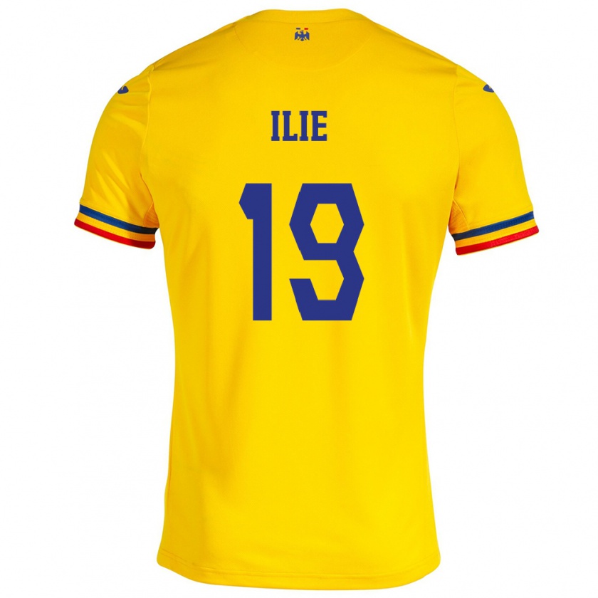 Kandiny Niño Camiseta Rumania Rareș Ilie #19 Amarillo 1ª Equipación 24-26 La Camisa México