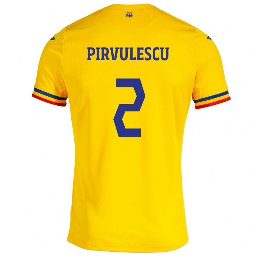 Kandiny Kinderen Roemenië Sergiu Pîrvulescu #2 Geel Thuisshirt Thuistenue 24-26 T-Shirt België