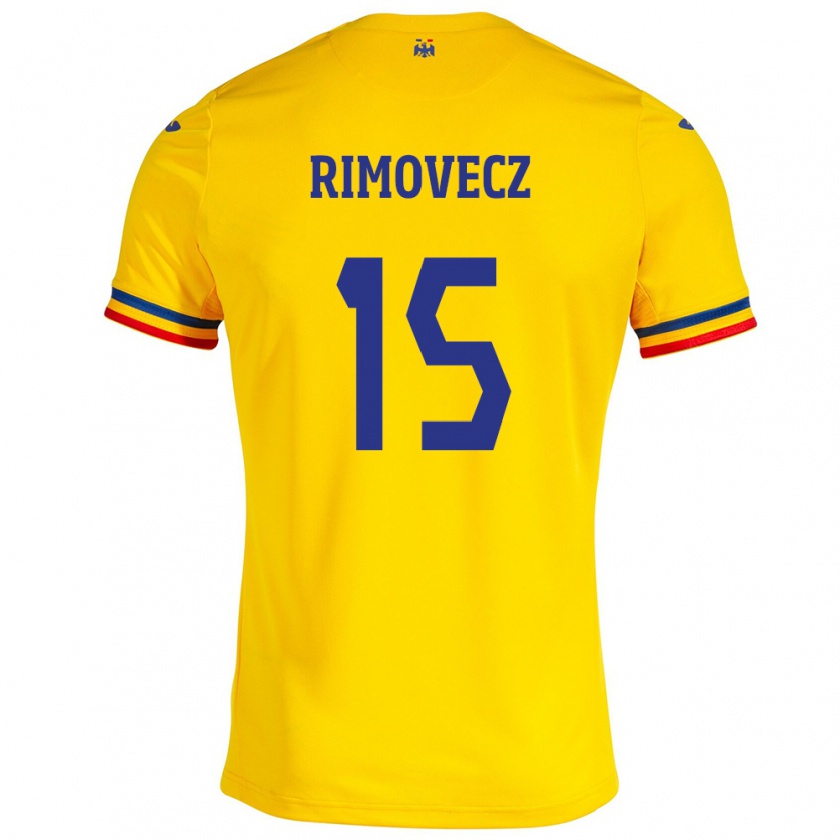 Kandiny Kinderen Roemenië Sergiu Rimovecz #15 Geel Thuisshirt Thuistenue 24-26 T-Shirt België