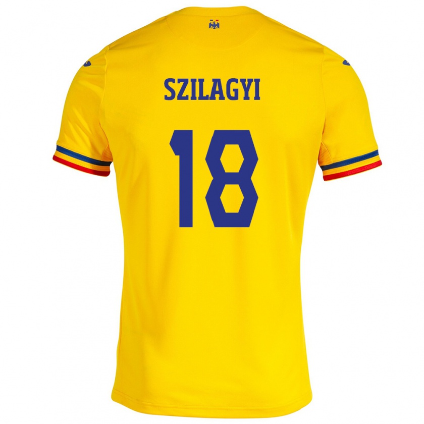 Kandiny Kinder Rumänische Szabolcs Szilágyi #18 Gelb Heimtrikot Trikot 24-26 T-Shirt Österreich