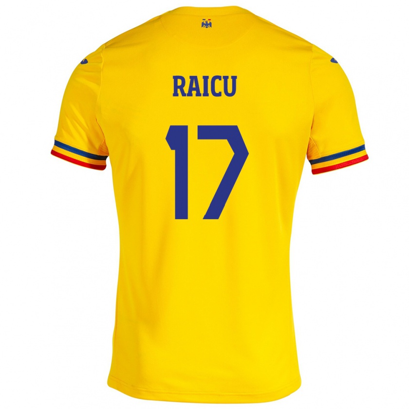 Kandiny Niño Camiseta Rumania Alin Raicu #17 Amarillo 1ª Equipación 24-26 La Camisa México