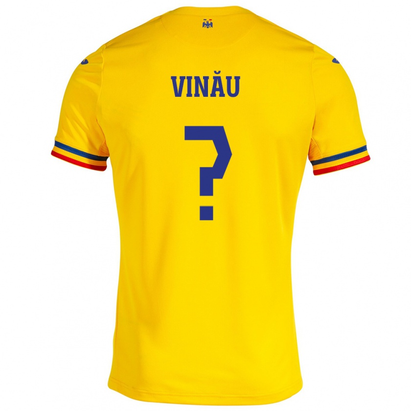 Kandiny Bambino Maglia Romania Eric Vînău #0 Giallo Kit Gara Home 24-26 Maglietta