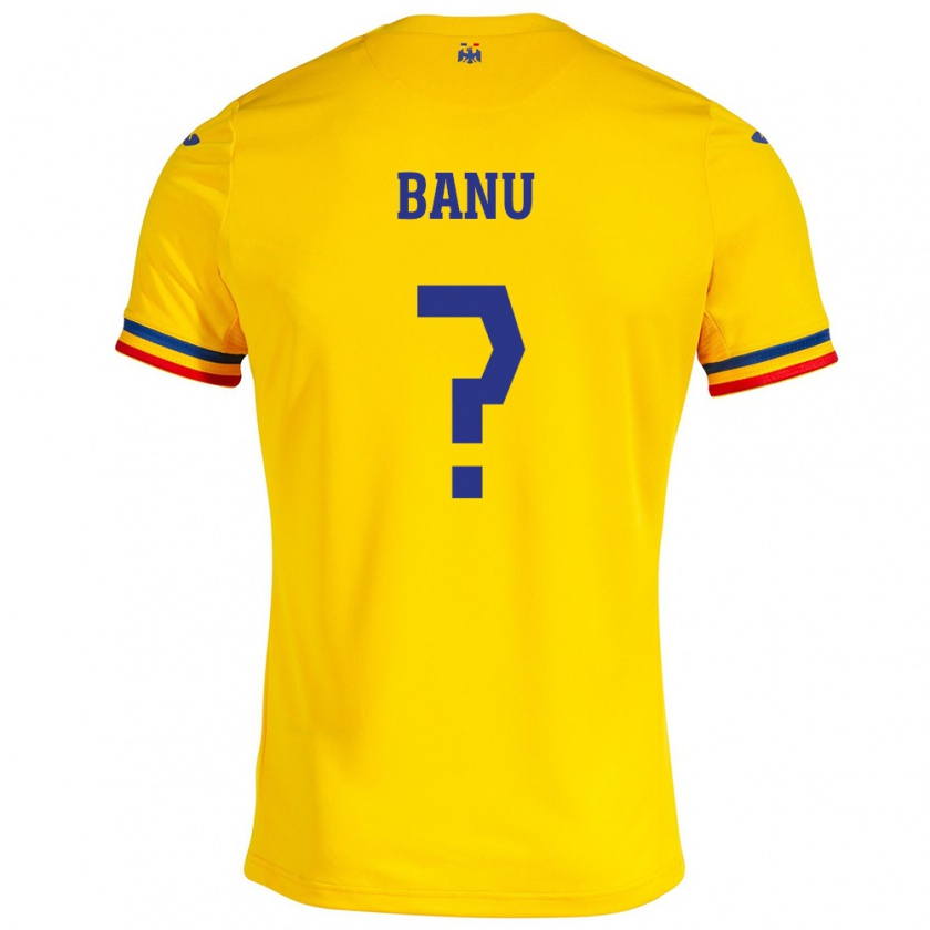 Kandiny Bambino Maglia Romania Luca Banu #0 Giallo Kit Gara Home 24-26 Maglietta