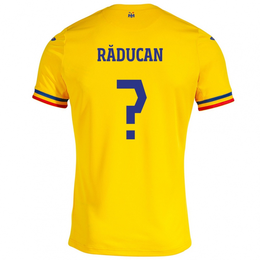 Kandiny Bambino Maglia Romania Iustin Răducan #0 Giallo Kit Gara Home 24-26 Maglietta