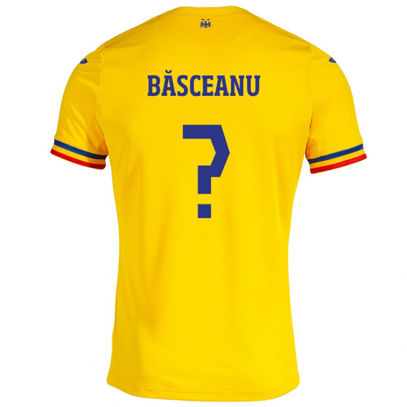 Kandiny Bambino Maglia Romania Luca Băsceanu #0 Giallo Kit Gara Home 24-26 Maglietta