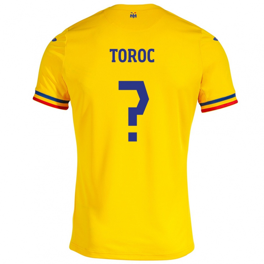 Kandiny Bambino Maglia Romania Andrei Toroc #0 Giallo Kit Gara Home 24-26 Maglietta