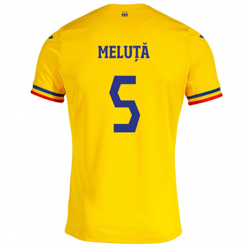 Kandiny Bambino Maglia Romania Teodora Meluță #5 Giallo Kit Gara Home 24-26 Maglietta