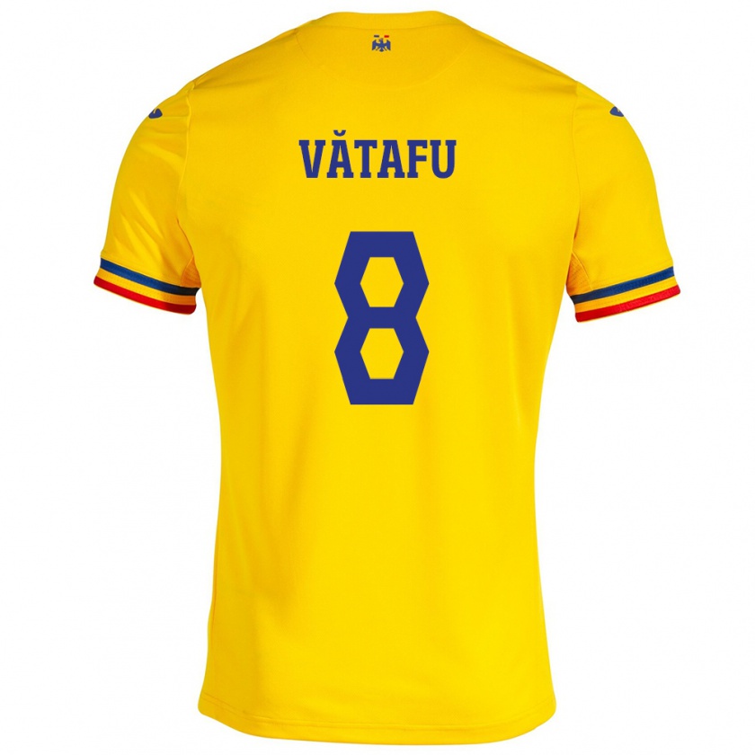 Kandiny Niño Camiseta Rumania Ștefania Vătafu #8 Amarillo 1ª Equipación 24-26 La Camisa México