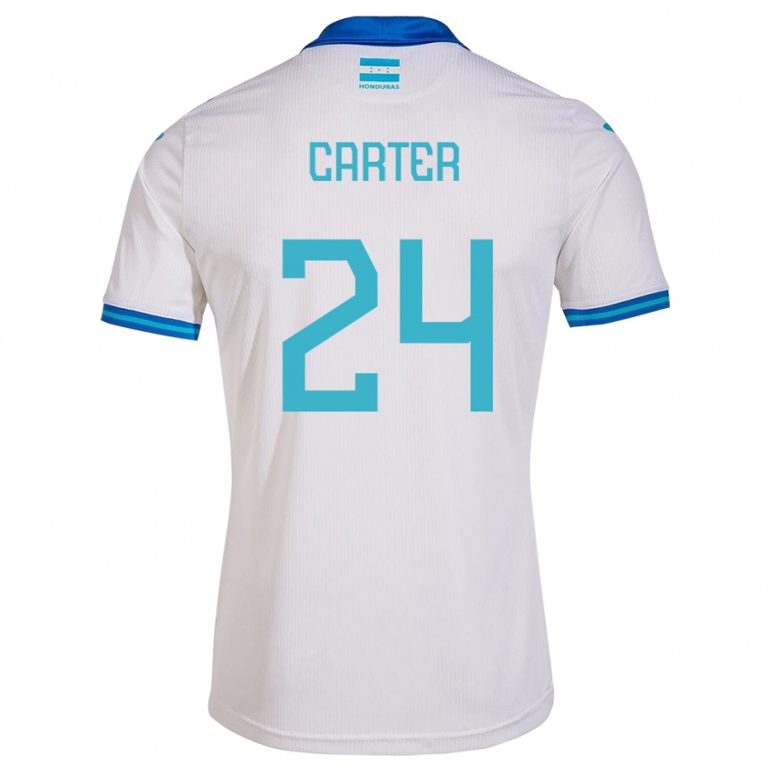 Kandiny Niño Camiseta Honduras Daniel Carter #24 Blanco 1ª Equipación 24-26 La Camisa