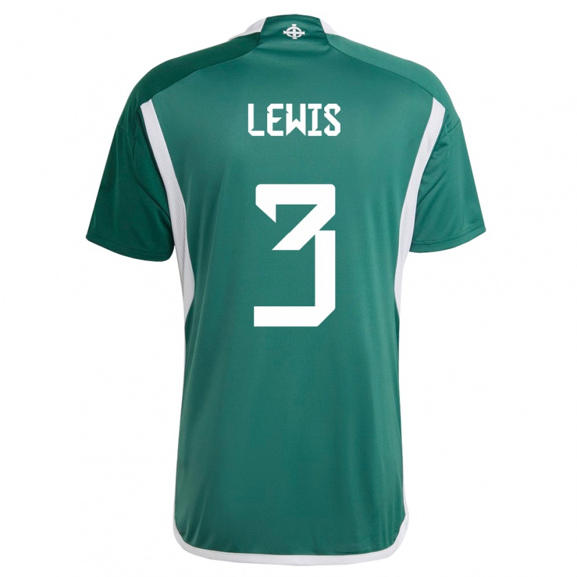 Kandiny Bambino Maglia Irlanda Del Nord Jamal Lewis #3 Verde Kit Gara Home 24-26 Maglietta