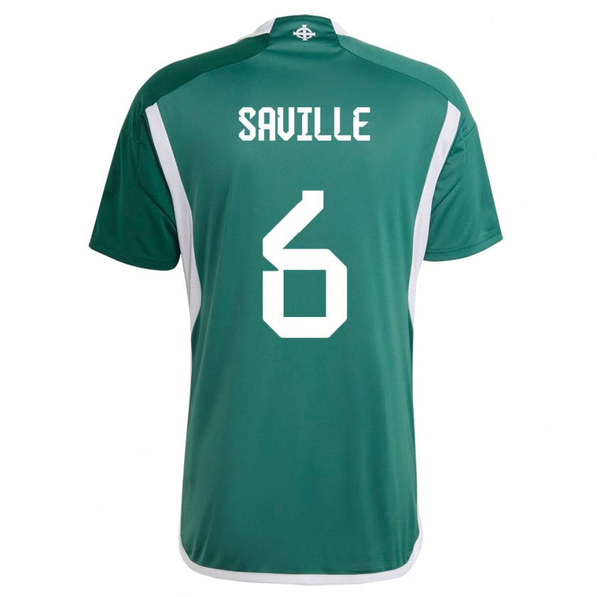 Kandiny Bambino Maglia Irlanda Del Nord George Saville #6 Verde Kit Gara Home 24-26 Maglietta