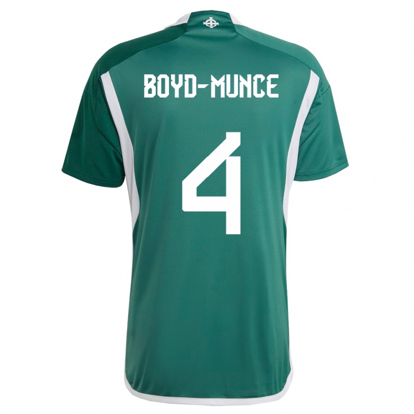 Kandiny Niño Camiseta Irlanda Del Norte Caolan Boyd-Munce #4 Verde 1ª Equipación 24-26 La Camisa