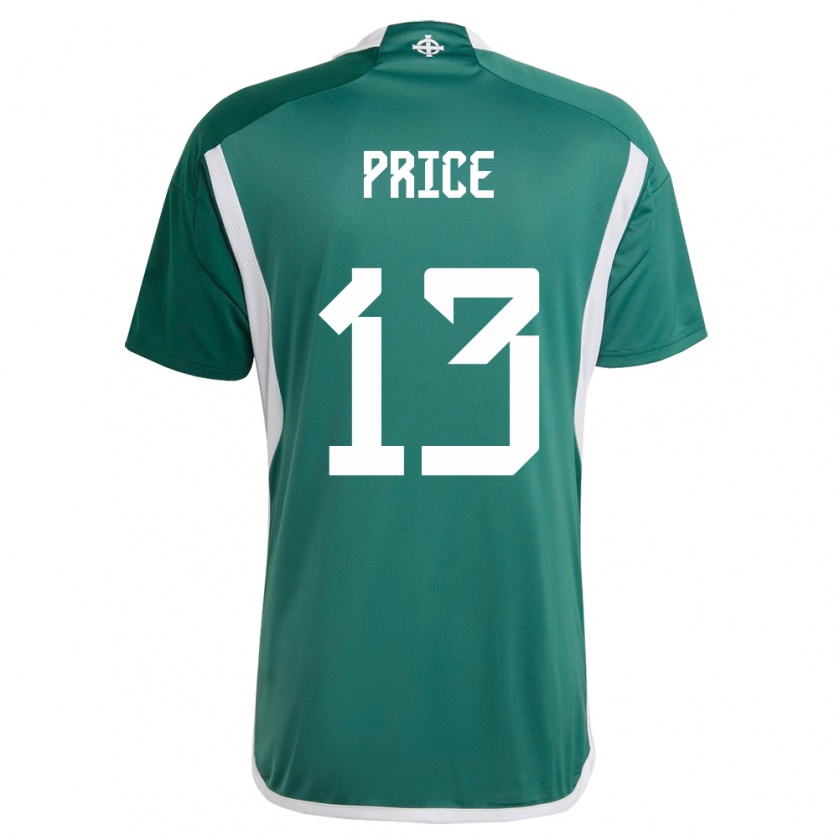 Kandiny Niño Camiseta Irlanda Del Norte Isaac Price #13 Verde 1ª Equipación 24-26 La Camisa