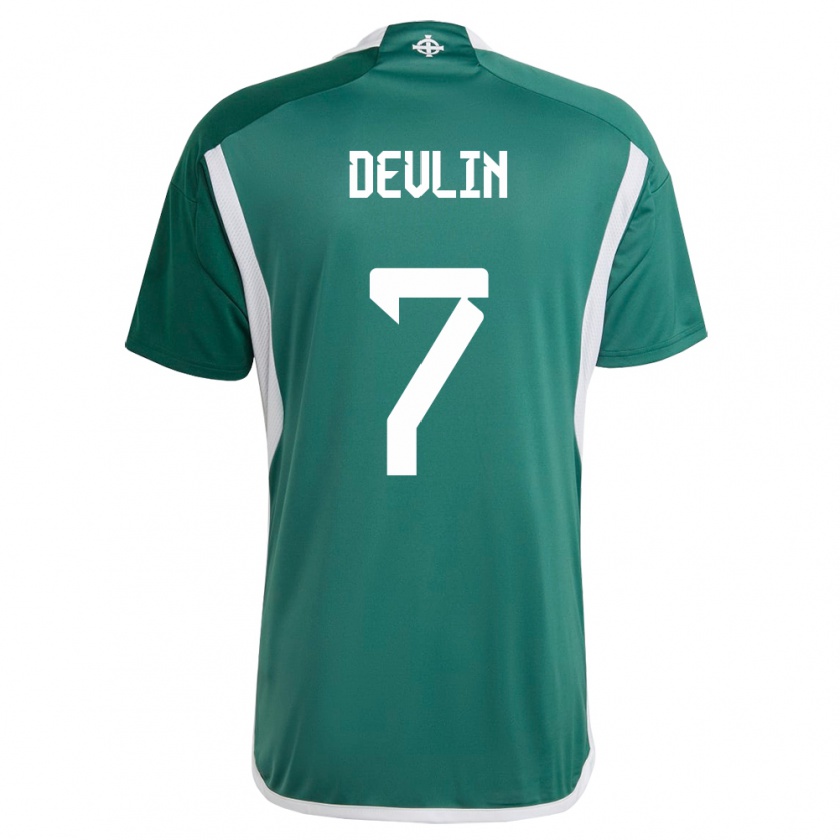 Kandiny Bambino Maglia Irlanda Del Nord Terry Devlin #7 Verde Kit Gara Home 24-26 Maglietta