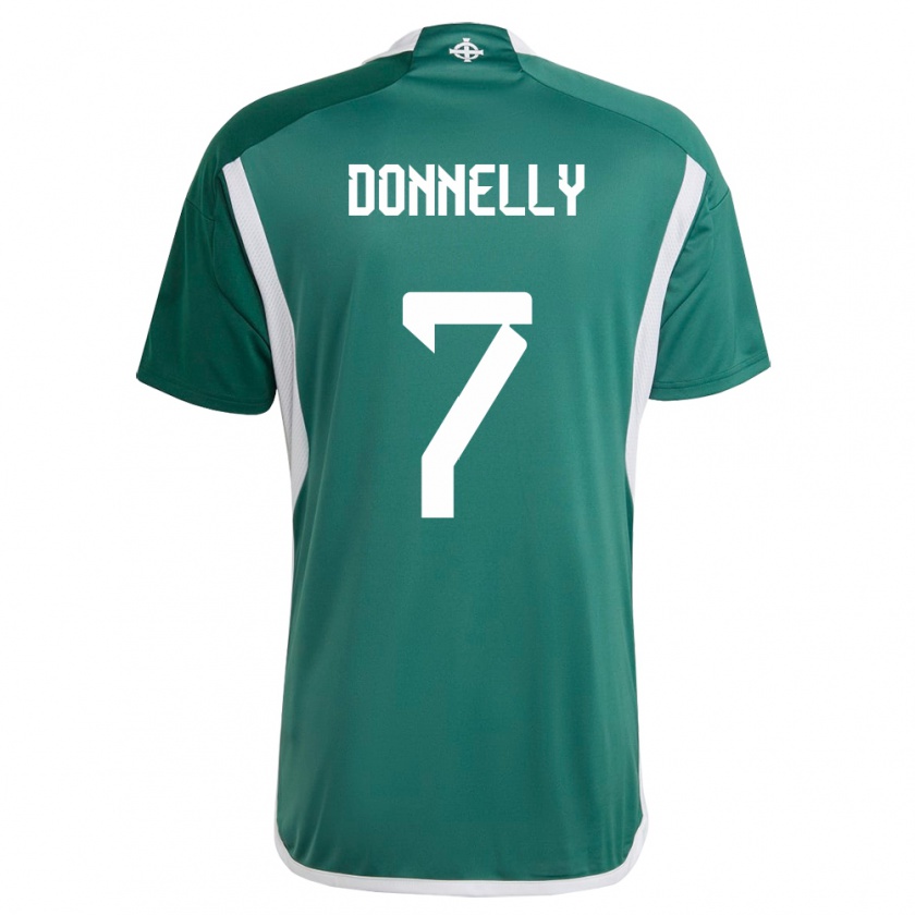 Kandiny Niño Camiseta Irlanda Del Norte Caolan Donnelly #7 Verde 1ª Equipación 24-26 La Camisa