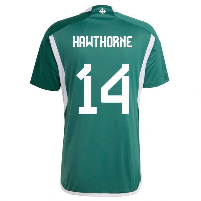 Kandiny Bambino Maglia Irlanda Del Nord Keevan Hawthorne #14 Verde Kit Gara Home 24-26 Maglietta