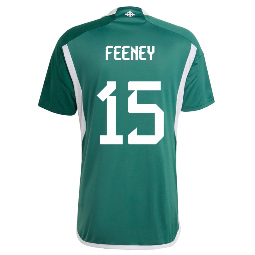 Kandiny Niño Camiseta Irlanda Del Norte George Feeney #15 Verde 1ª Equipación 24-26 La Camisa