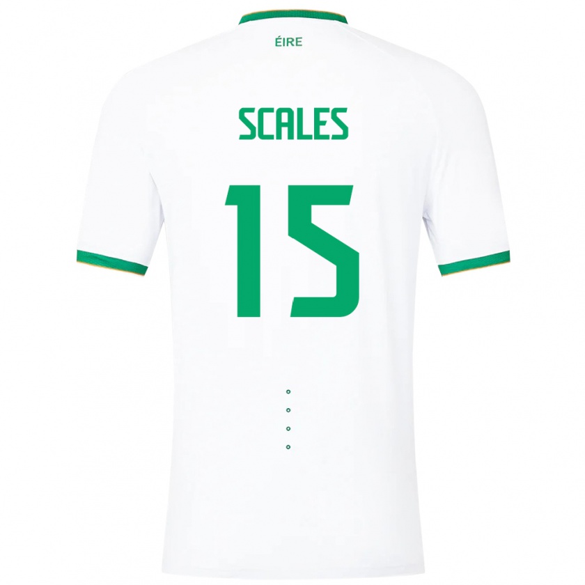 Kandiny Bambino Maglia Irlanda Liam Scales #15 Bianco Kit Gara Away 24-26 Maglietta