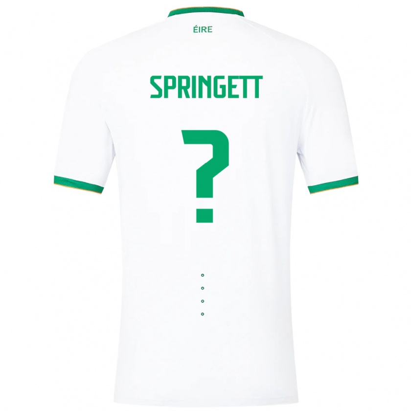 Kandiny Niño Camiseta Irlanda Tony Springett #0 Blanco 2ª Equipación 24-26 La Camisa