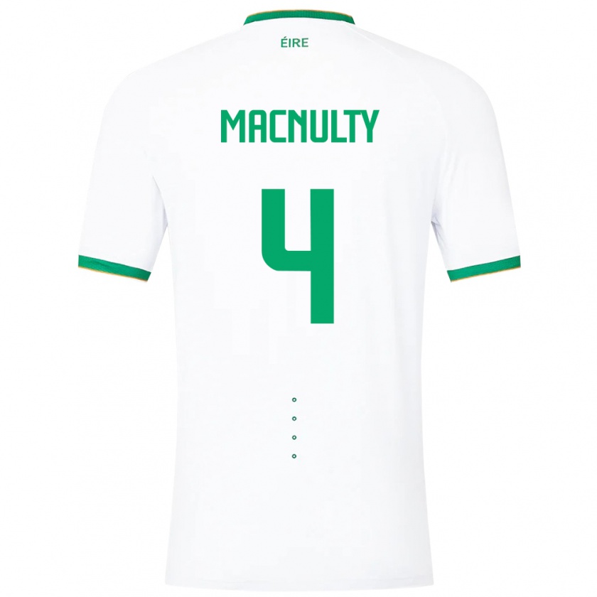 Kandiny Bambino Maglia Irlanda Anselmo García Macnulty #4 Bianco Kit Gara Away 24-26 Maglietta