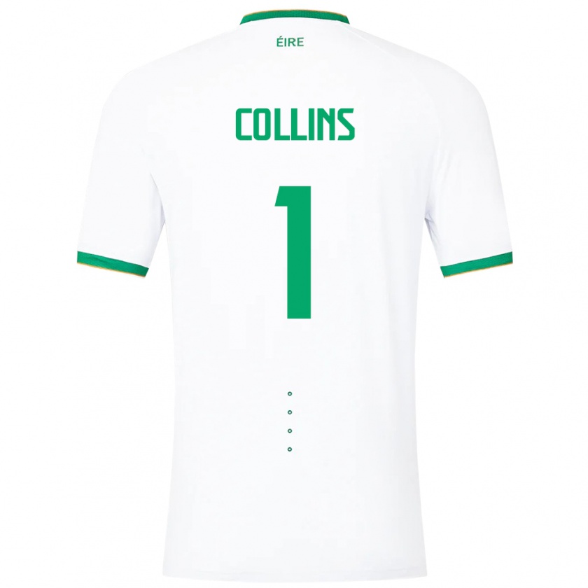 Kandiny Bambino Maglia Irlanda Joe Collins #1 Bianco Kit Gara Away 24-26 Maglietta