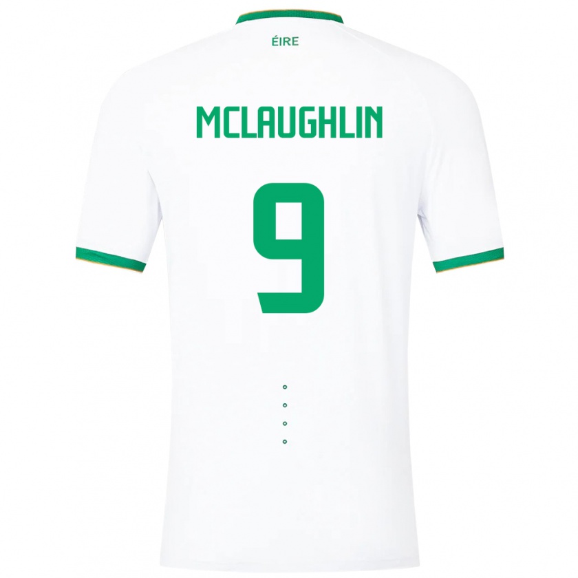 Kandiny Bambino Maglia Irlanda Erin Mclaughlin #9 Bianco Kit Gara Away 24-26 Maglietta