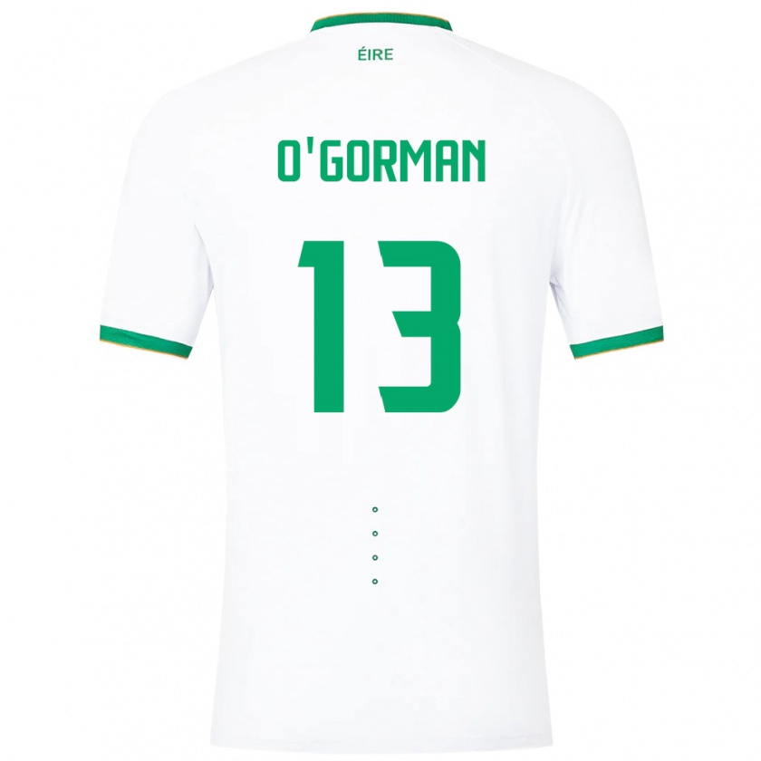 Kandiny Bambino Maglia Irlanda Áine O'gorman #13 Bianco Kit Gara Away 24-26 Maglietta