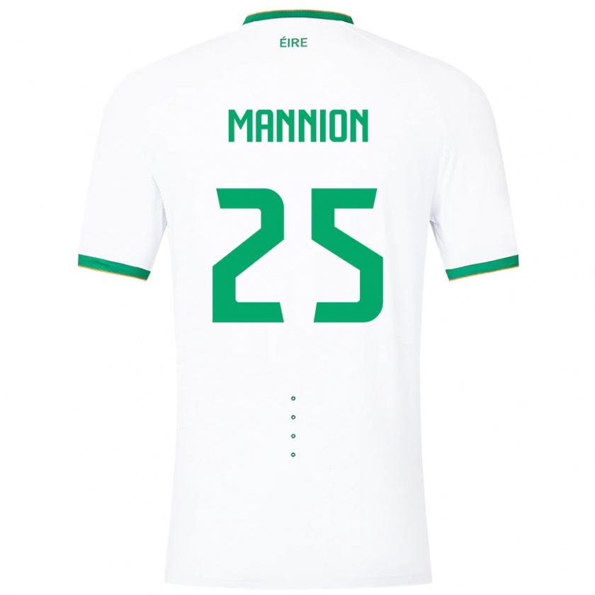 Kandiny Bambino Maglia Irlanda Aoife Mannion #25 Bianco Kit Gara Away 24-26 Maglietta