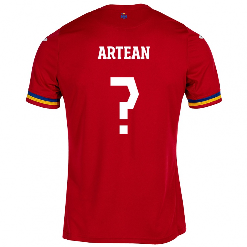 Kandiny Bambino Maglia Romania Andrei Artean #0 Rosso Kit Gara Away 24-26 Maglietta