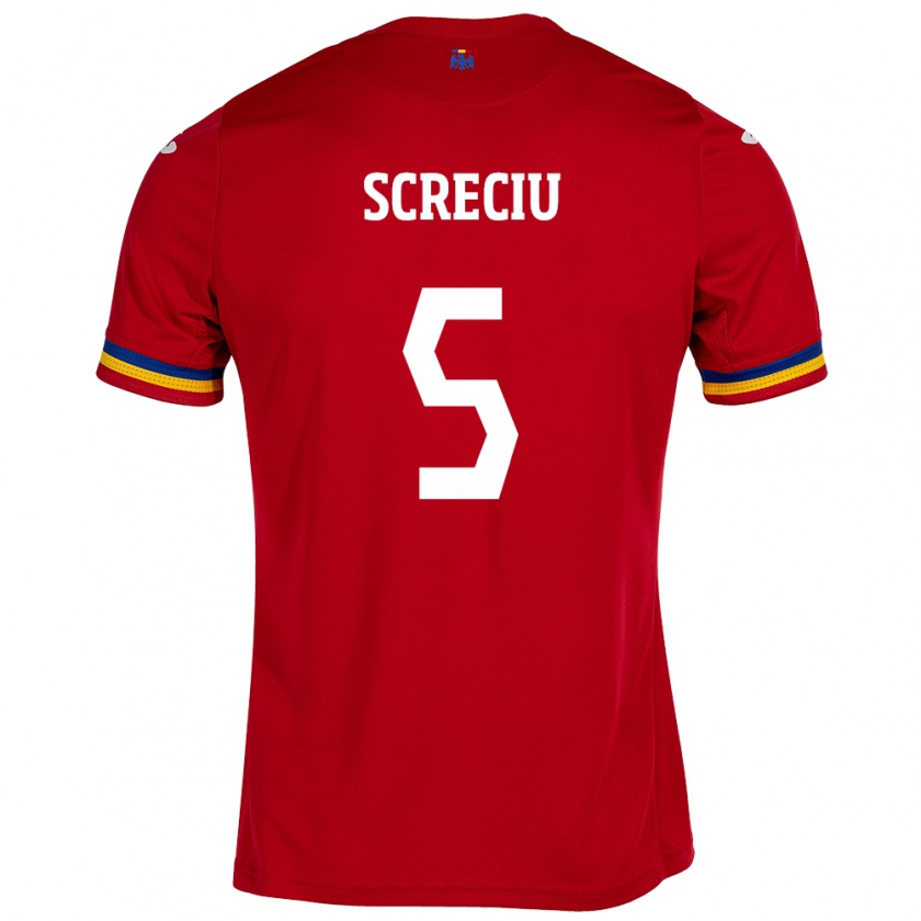 Kandiny Kinder Rumänische Vladimir Screciu #5 Rot Auswärtstrikot Trikot 24-26 T-Shirt Österreich