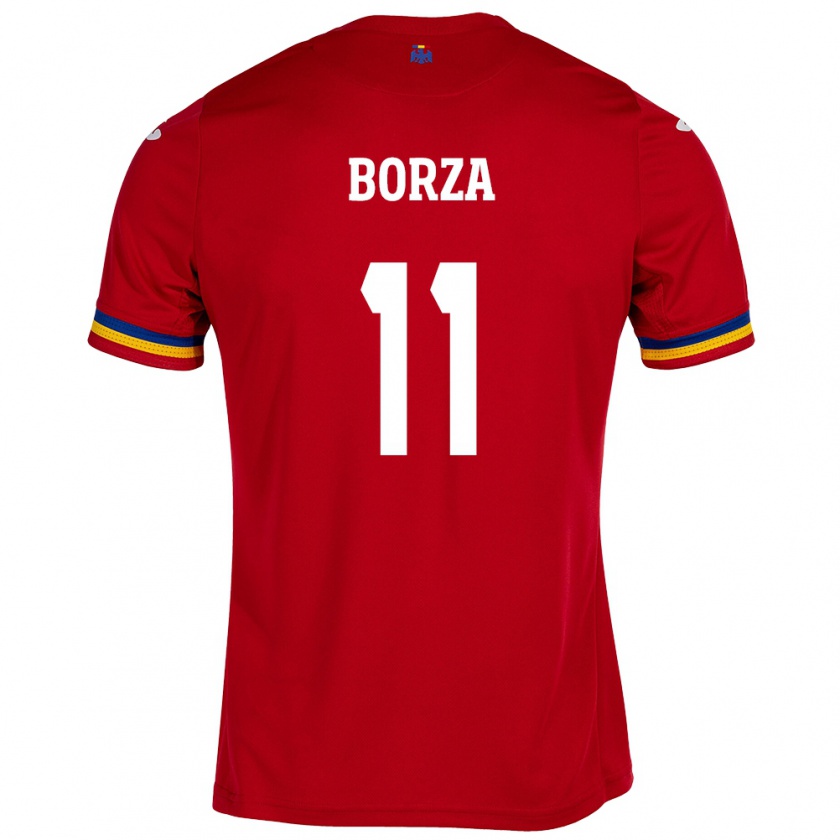 Kandiny Kinder Rumänische Andrei Borza #11 Rot Auswärtstrikot Trikot 24-26 T-Shirt Österreich